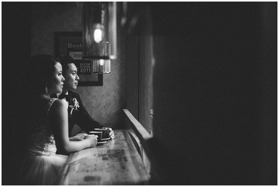 Couple portraits at Thinking Cup in Downtown Boston