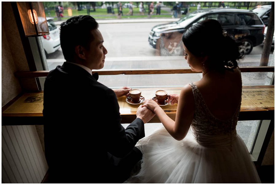 wedding portraits at thinking cup in downtown boston