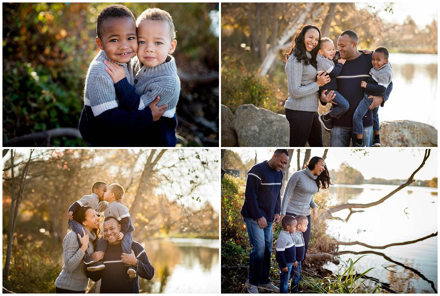 Boston family outdoors in the fall with sweaters