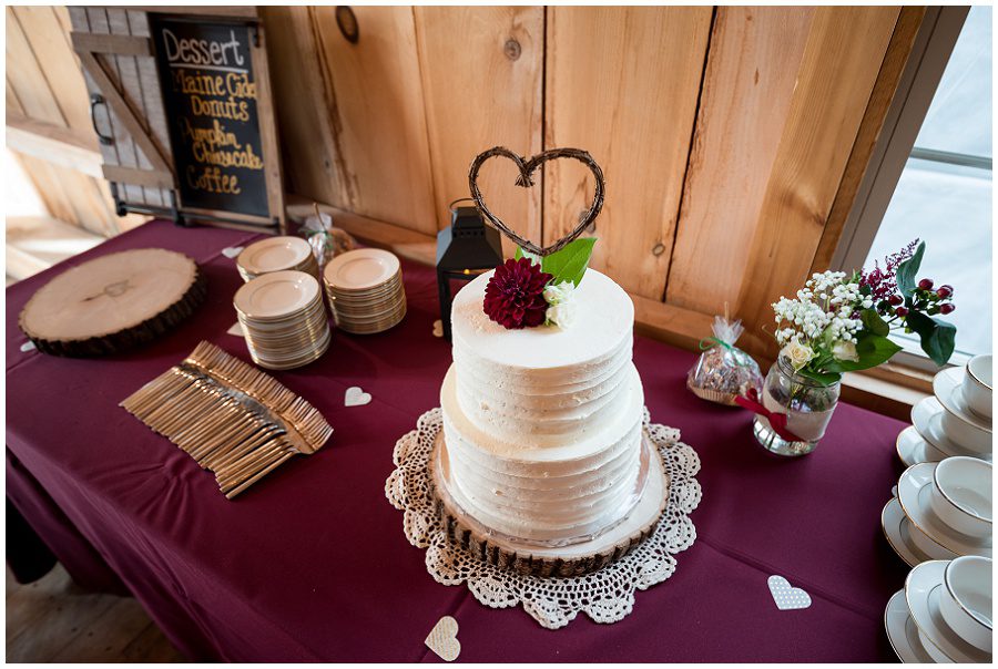 Details of reception space by 111 Maine Catering at Granite Ridge Estate & Barn Wedding