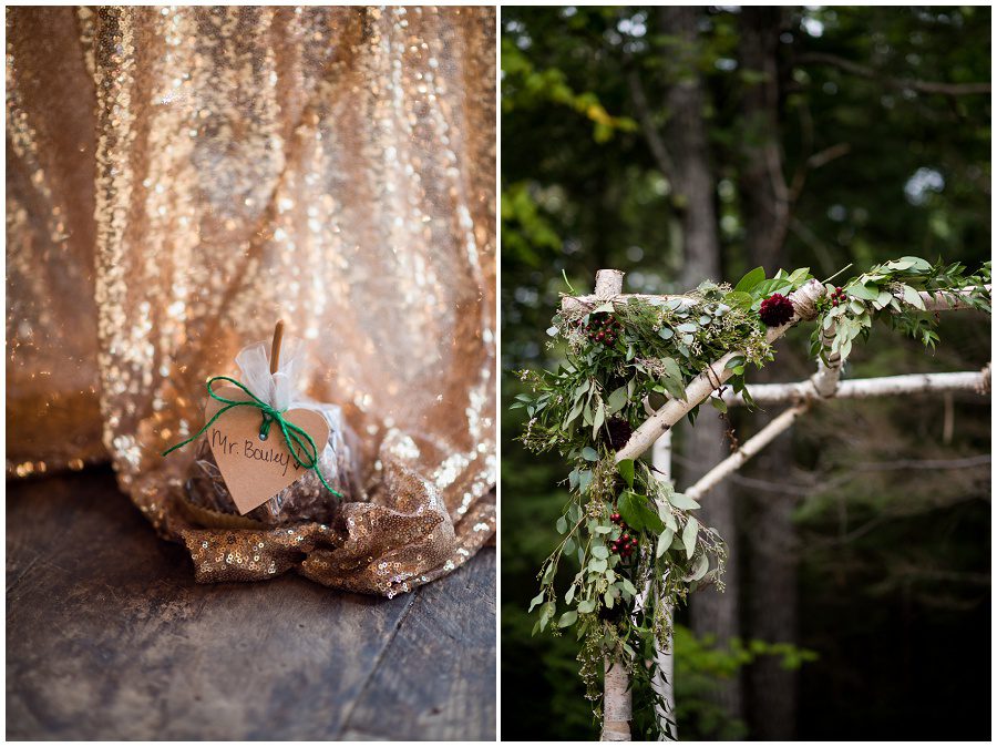 Details of reception space at Granite Ridge Estate & Barn Wedding by Sweet Pea Floral Designs www.sweetpeafloraldesignsme.com