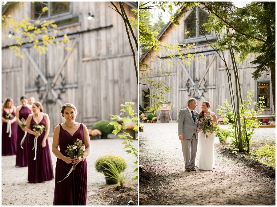 Ceremony space at Granite Ridge Estate & Barn Wedding Sweet Pea Floral Designs www.sweetpeafloraldesignsme.com Hair and makeup by sarah depault www.sarahdepaultbeauty.com and Noel Sarazin Dress by Ve' Lace Bridal and Allure