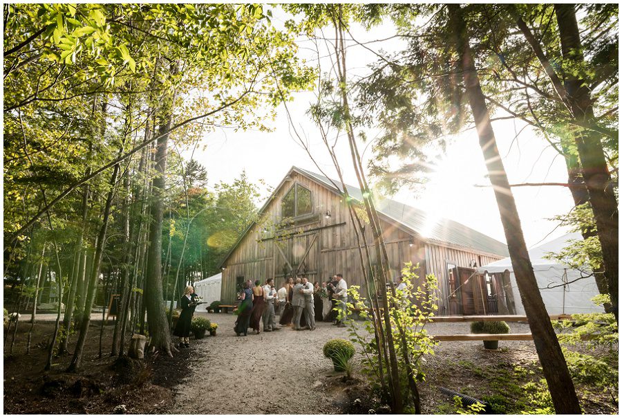 Guests at cocktail hour at Granite Ridge Estate & Barn Wedding