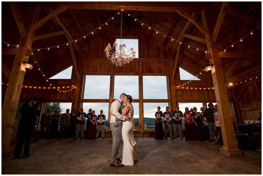 First dance of bride and groom during reception at Granite Ridge Estate & Barn Wedding