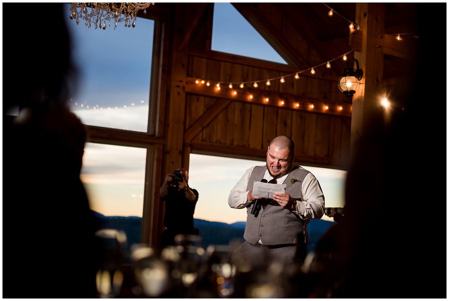 Toast by best man during reception at Granite Ridge Estate & Barn Wedding