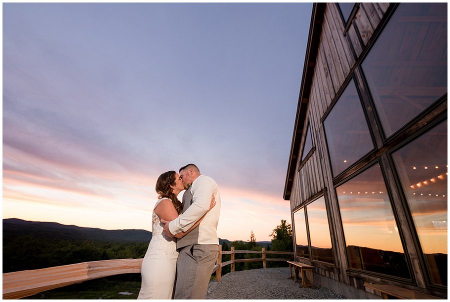 Granite Ridge Estate & Barn Wedding bride at reception bride and groom at reception during sunset