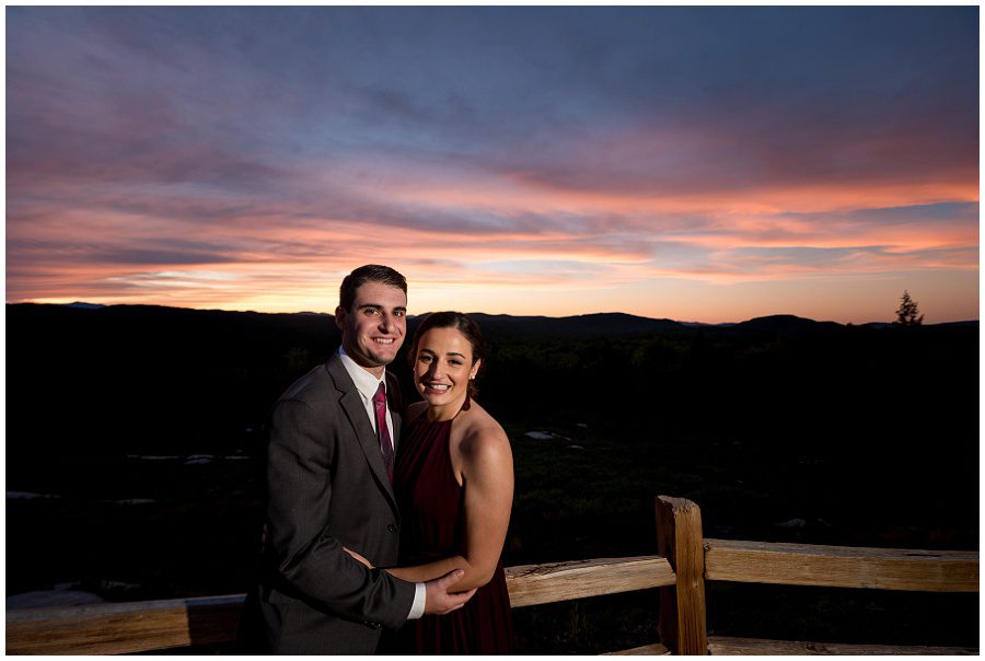 Granite Ridge Estate & Barn Wedding bride at reception guests at reception during sunset