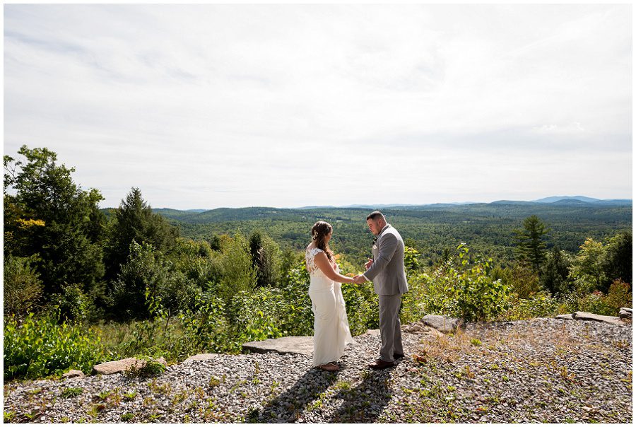 First look of bride and groom at Granite Ridge Estate & Barn Wedding