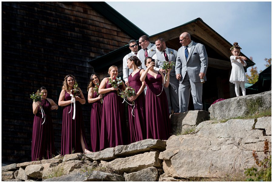 Bridesmaids and groomsmen watching first look at Granite Ridge Estate & Barn Wedding