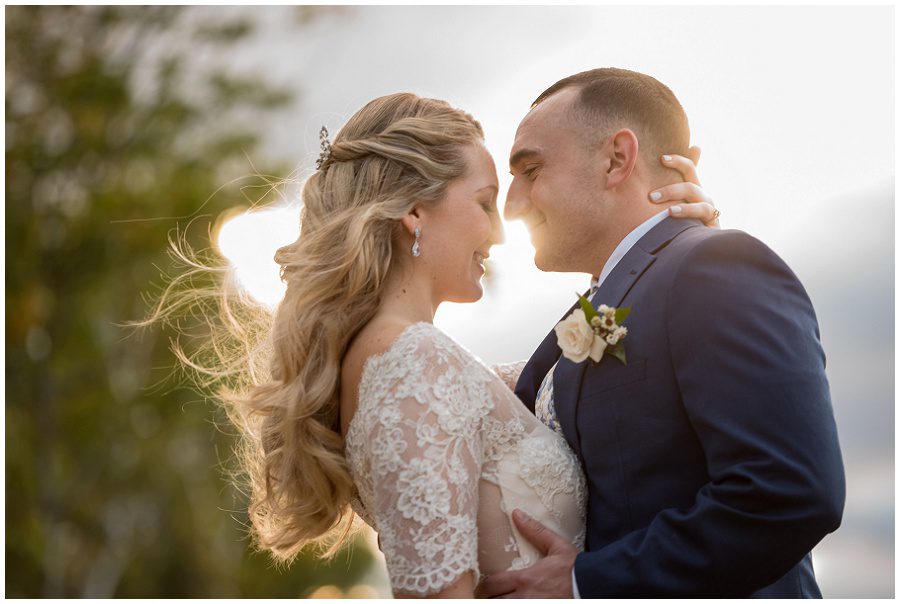 Sunset bride and groom photo