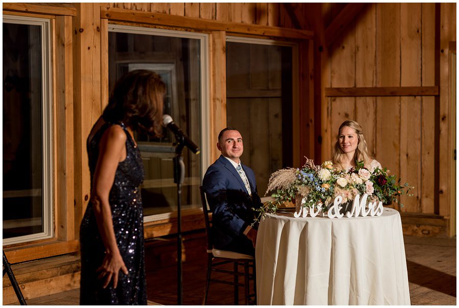 Toasts by the mother of the bride.