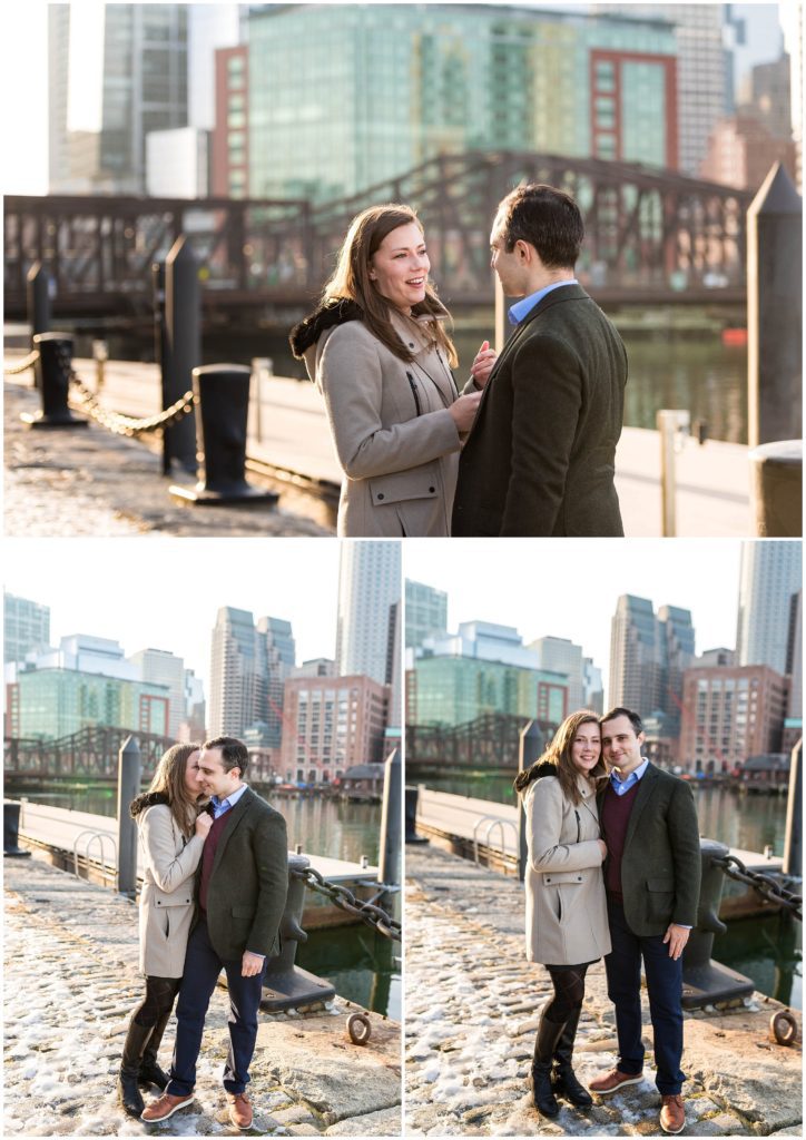 Surprise proposal on Boston waterfront fan pier by Bella Wang Photography