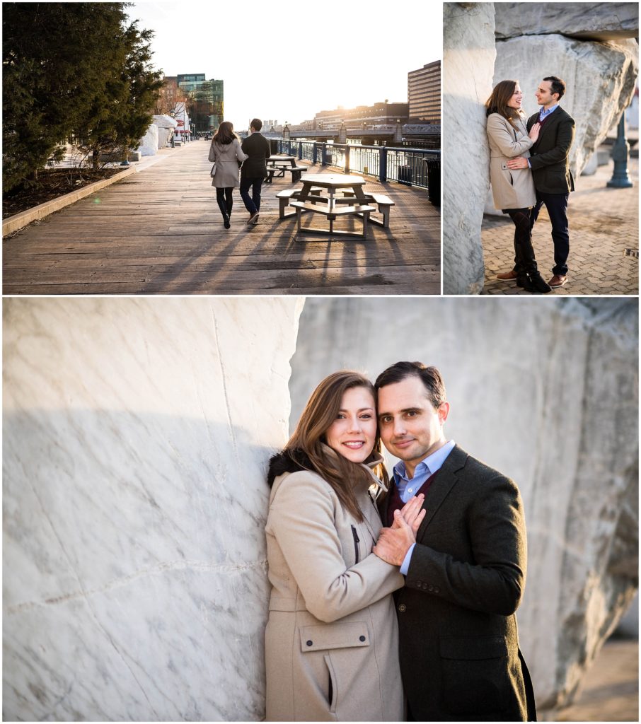 Boston Children's museum portrait session of engaged couple