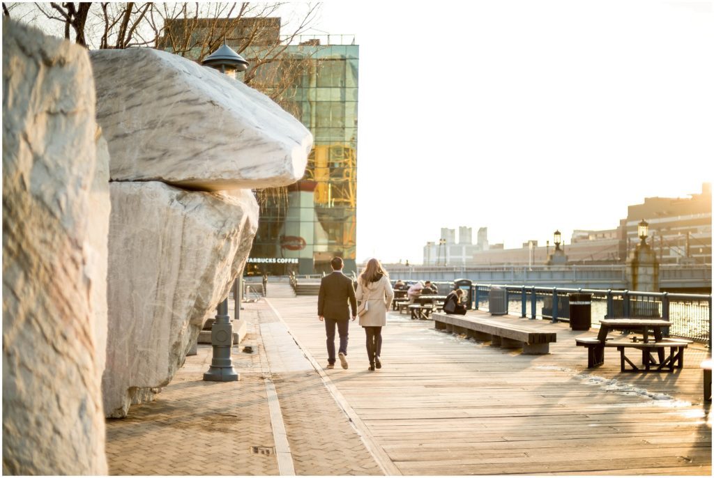 Sunset engaged couple in Boston