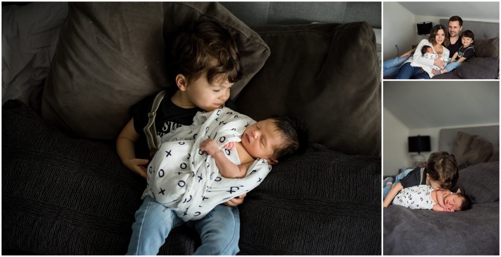 Family photos taken during a newborn lifestyle at home session 