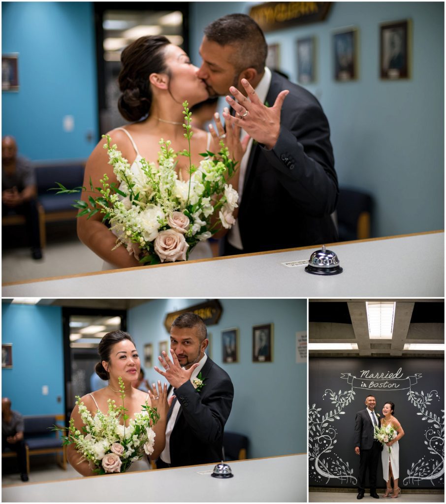 Newlyweds inside Boston City Hall