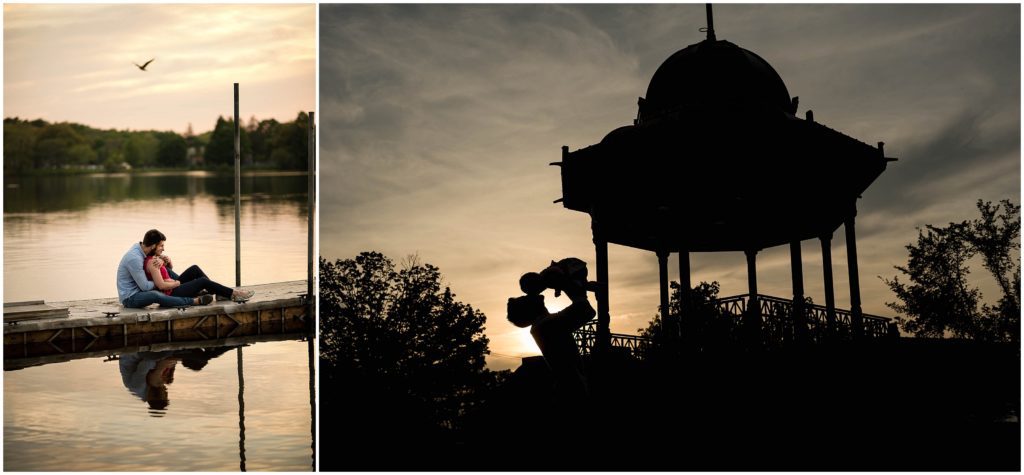 sunset couple photo on the lake in Boston