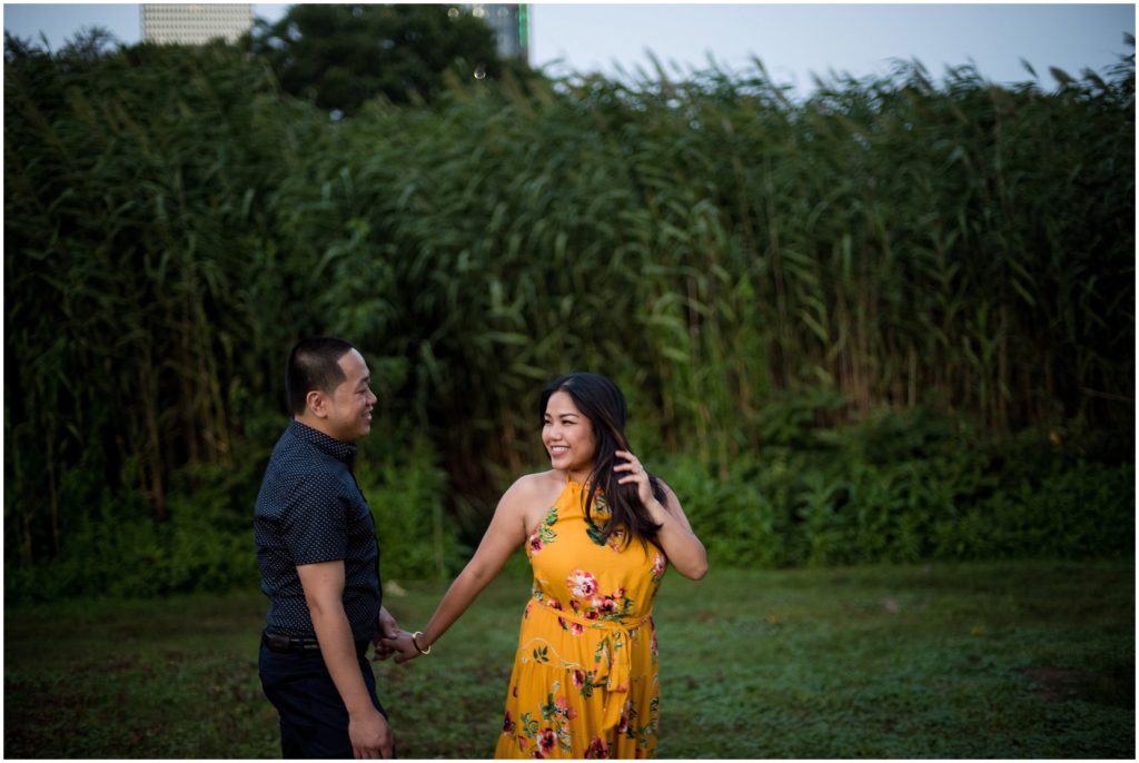 Boston skyline engagement photos in the Fens