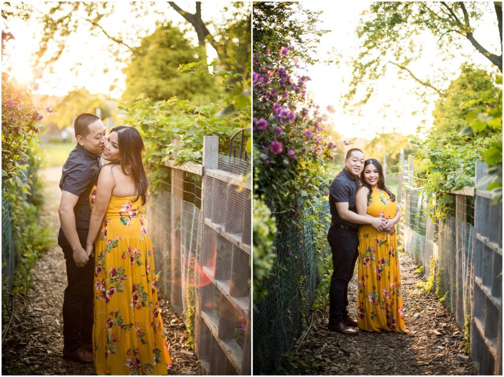 Sunset Engagement photos at the Fens in Boston