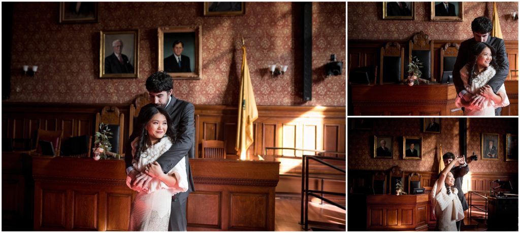 more couple portraits during civil ceremony elopement in cambridge city hall