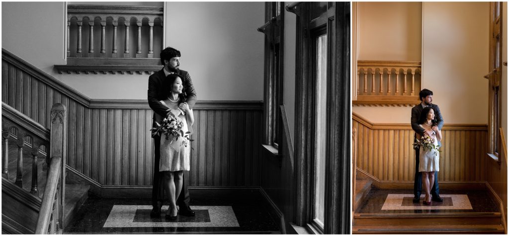 beautiful lighting in the building of city hall in Cambridge for portraits.