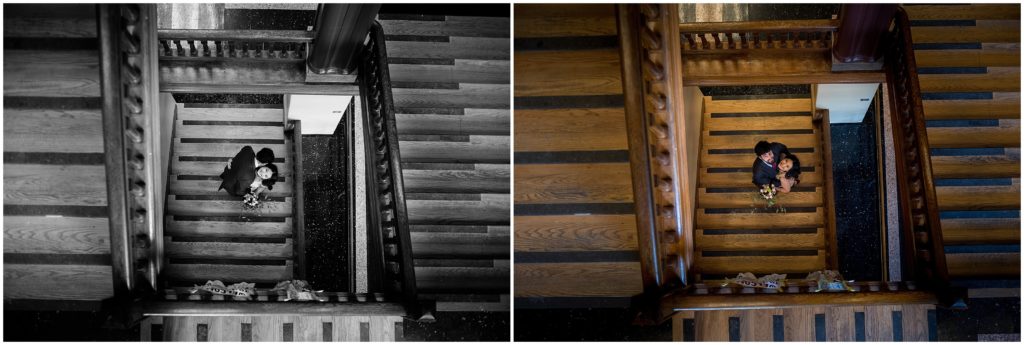 Cambridge City Hall Elopement in the staircase