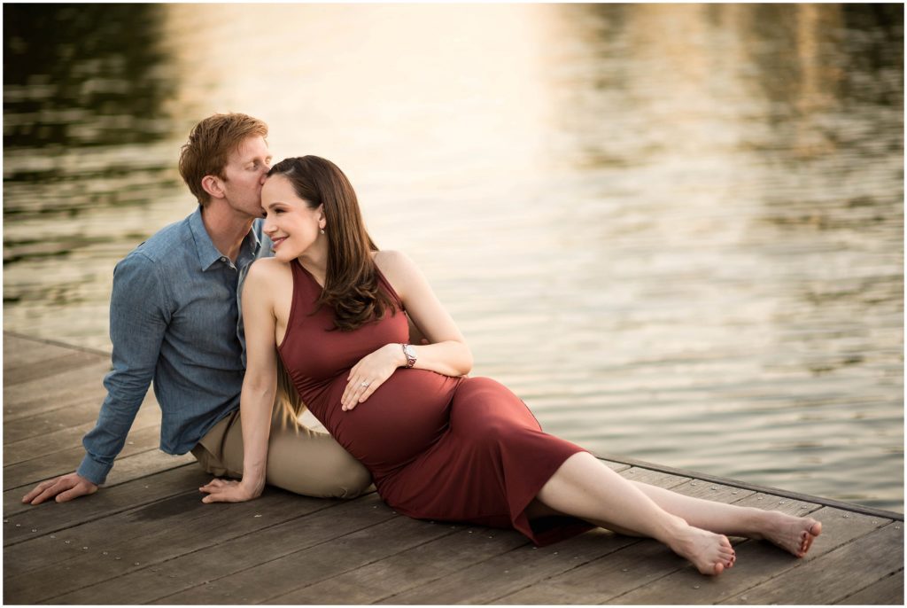 Boston Maternity session by the Charles River during sunset