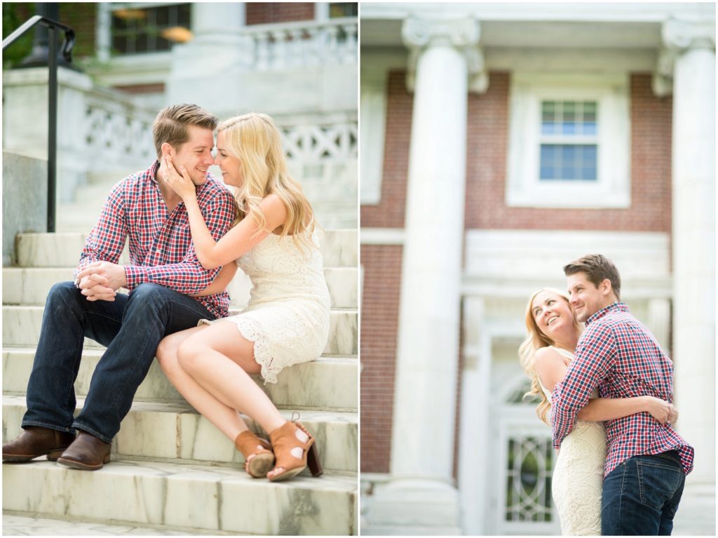 Engaged couple in Tufts Campus in Medford