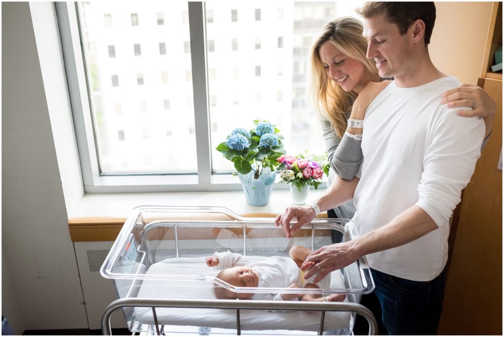 Newborn in bassinet at hospital