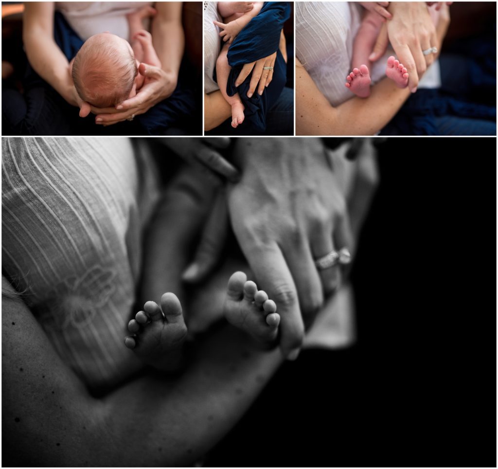 Feeding newborn in mother's arms