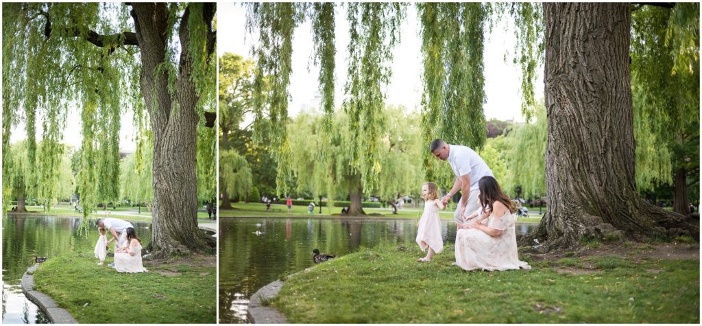 Family at Pond at Boston Public Garden