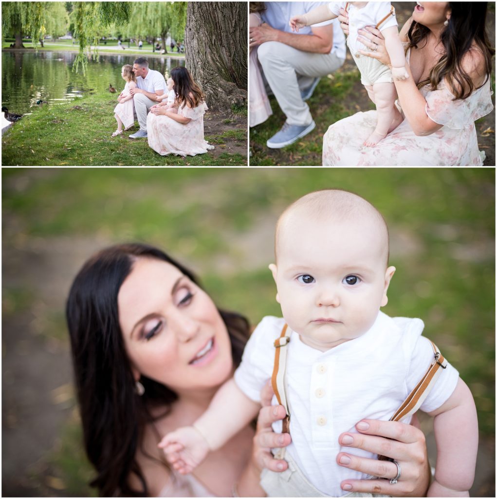 Family under the willow tree at the Boston Public Garden