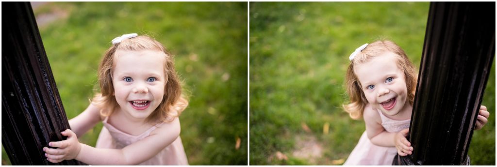 Toddler girl at Boston Public Garden family Session