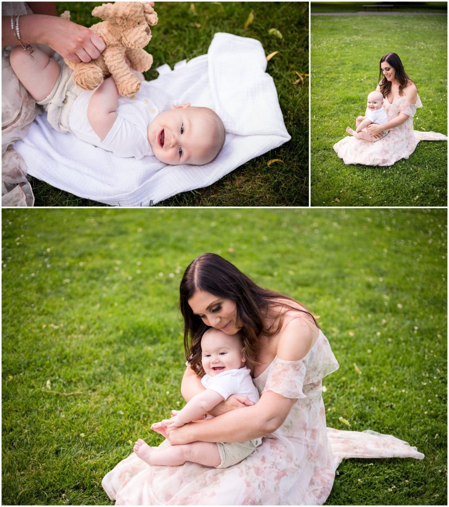 Baby boy and mother at Boston Public Garden