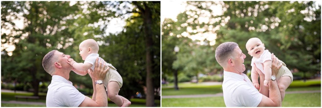 Baby boy and father at Boston Public Garden