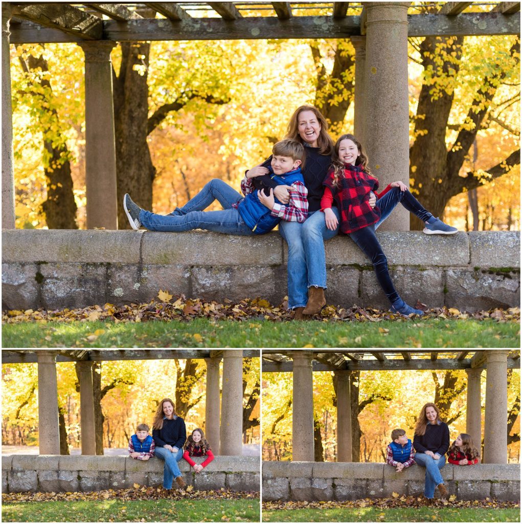 Mom with her kids in Larz Anderson Park