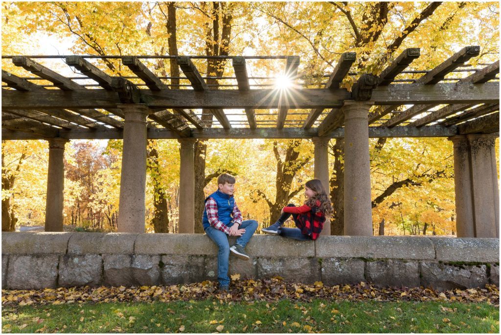 Light coming through structure at Larz Anderson Park in Brookline