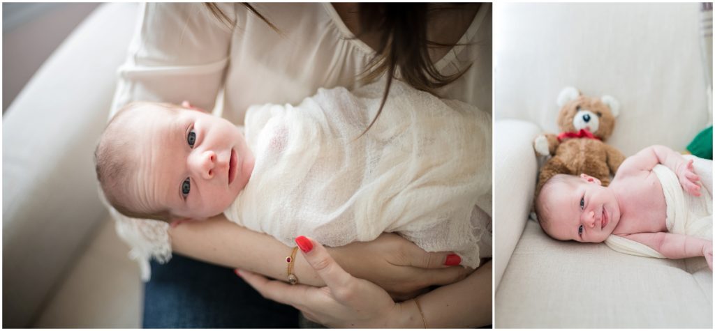 Newborn baby girl in her home in Newton