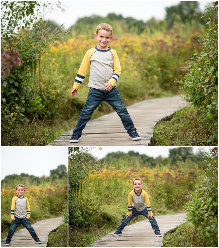 Young boy posing in Belmont family session