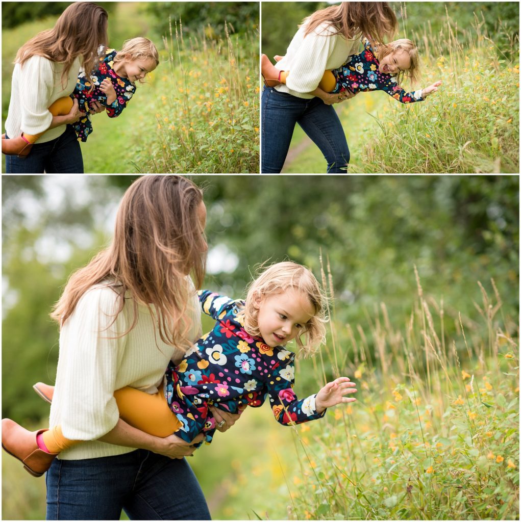 Daughter and mother looking at flowers in Belmont