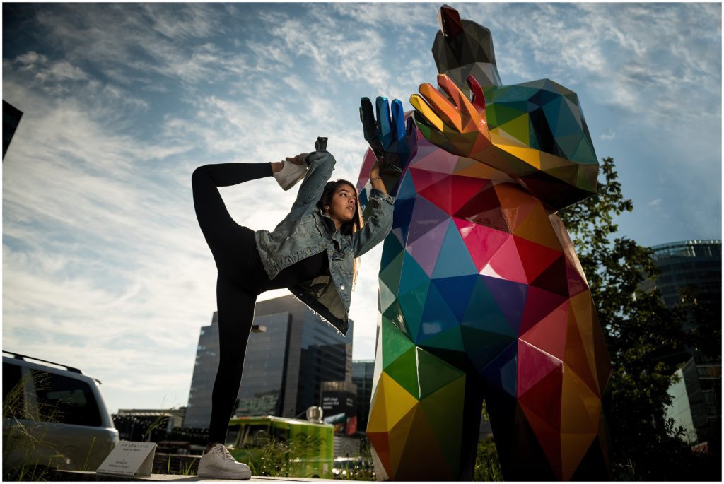 Dancer in downtown Boston streets and office buildings