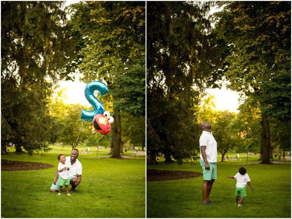 Birthday balloons at the Boston public gardens