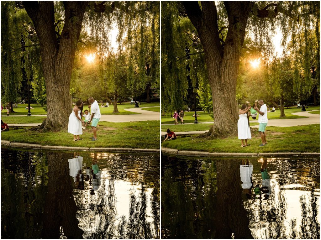 Willows at Boston Public Gardens and family