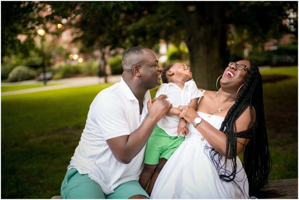 Family at public gardens in Boston