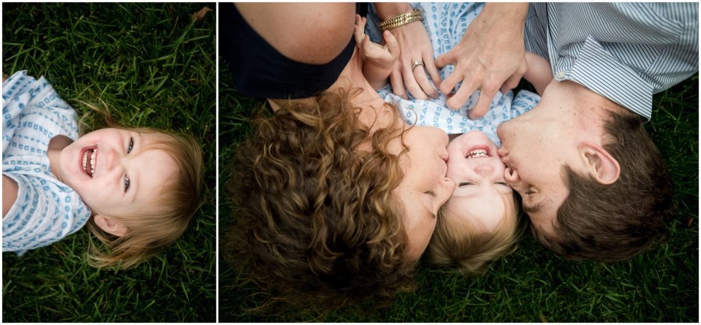 parents with child in Harvard Yard