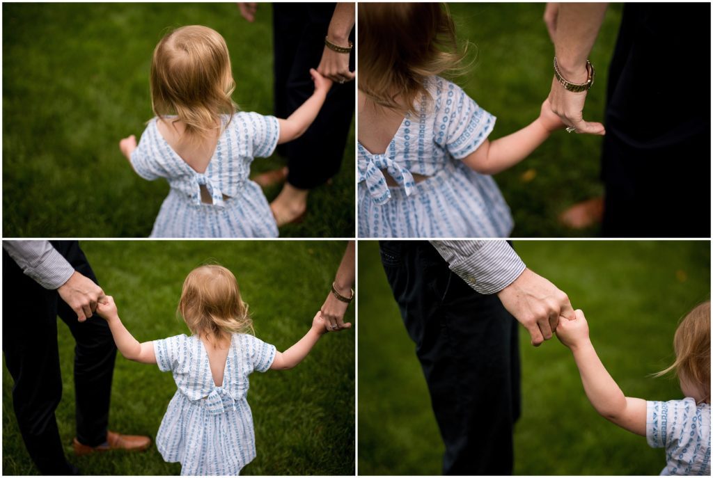 parents with child in Harvard Yard