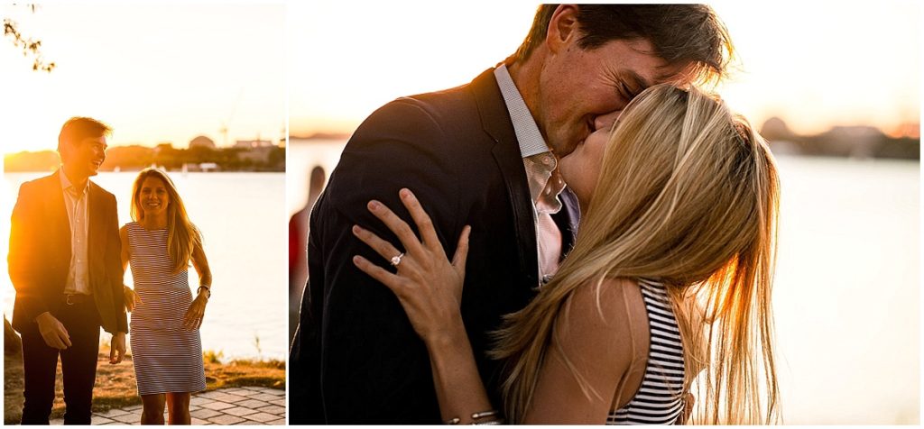 Sunset kiss phoot engagement session