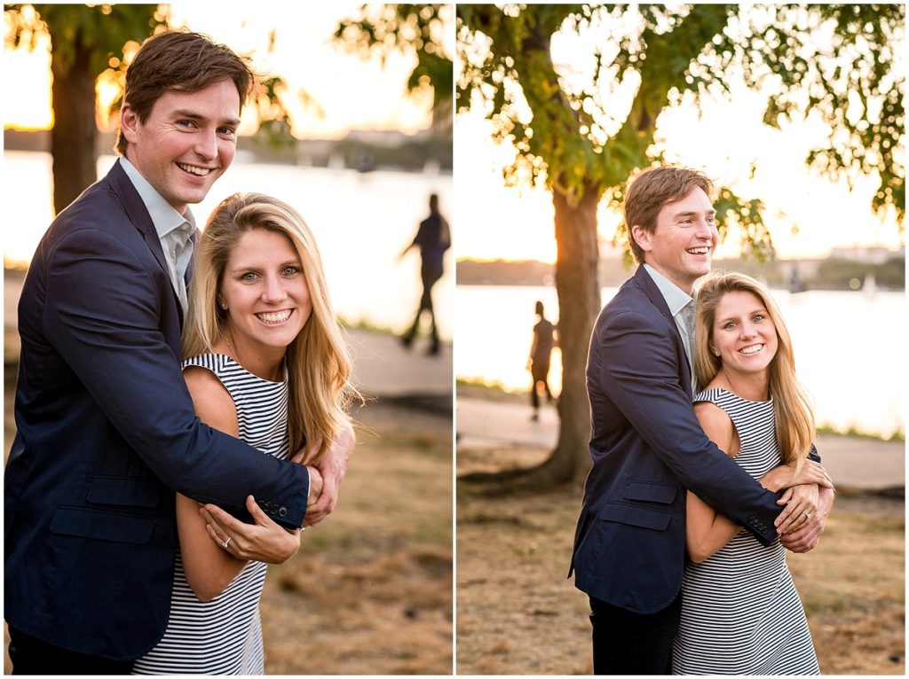 Couple portrait was taken during an engagement session on the Charles River.