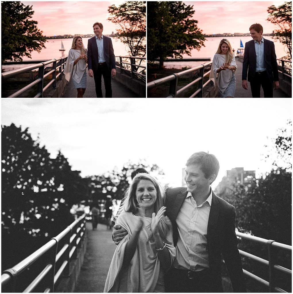 Couple on the Charles River pedestrian bridge