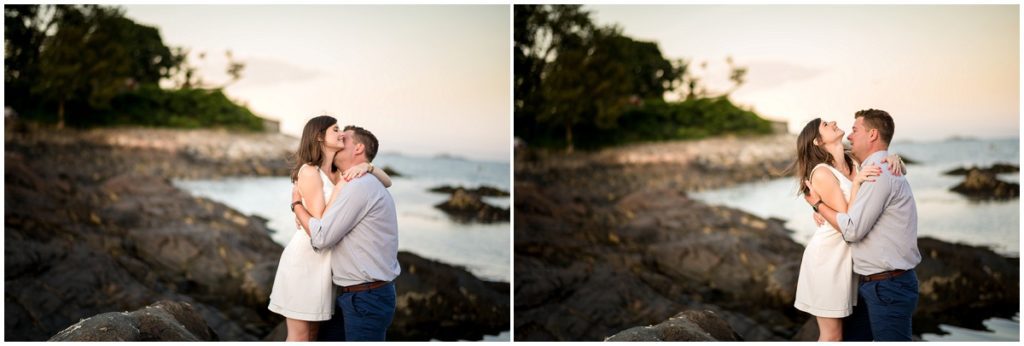 Sunset on the rocks in Marblehead, MA